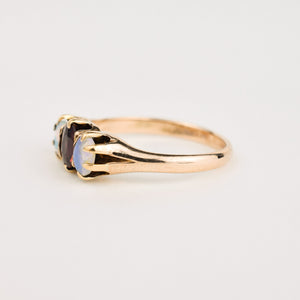 Opal and Garnet gold Trilogy Ring