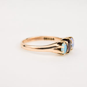Opal and Garnet gold Trilogy Ring