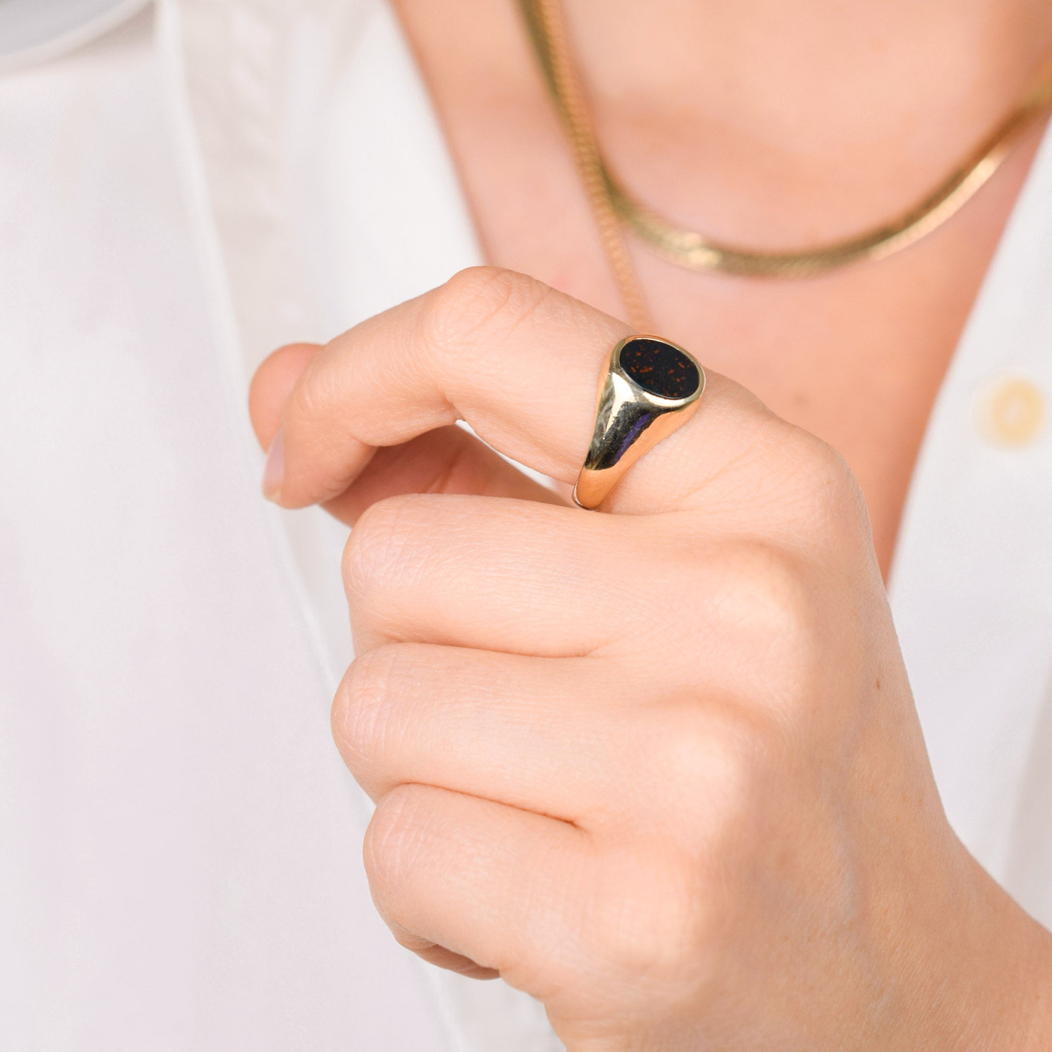 vintage gold bloodstone signet ring