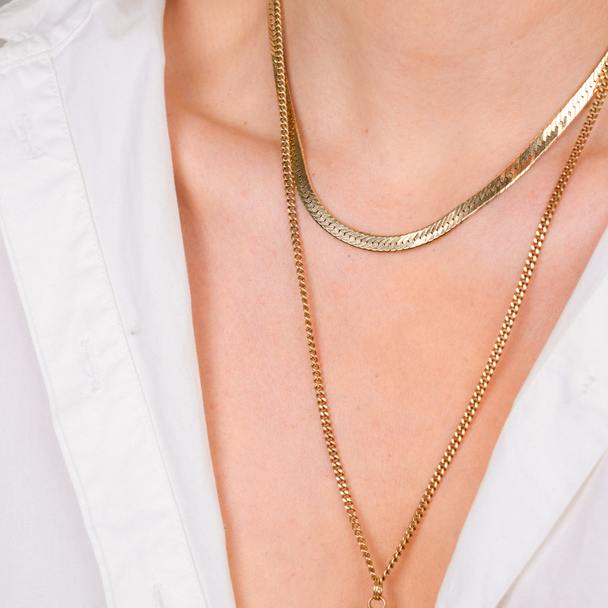 vintage gold heavy curb chain necklace