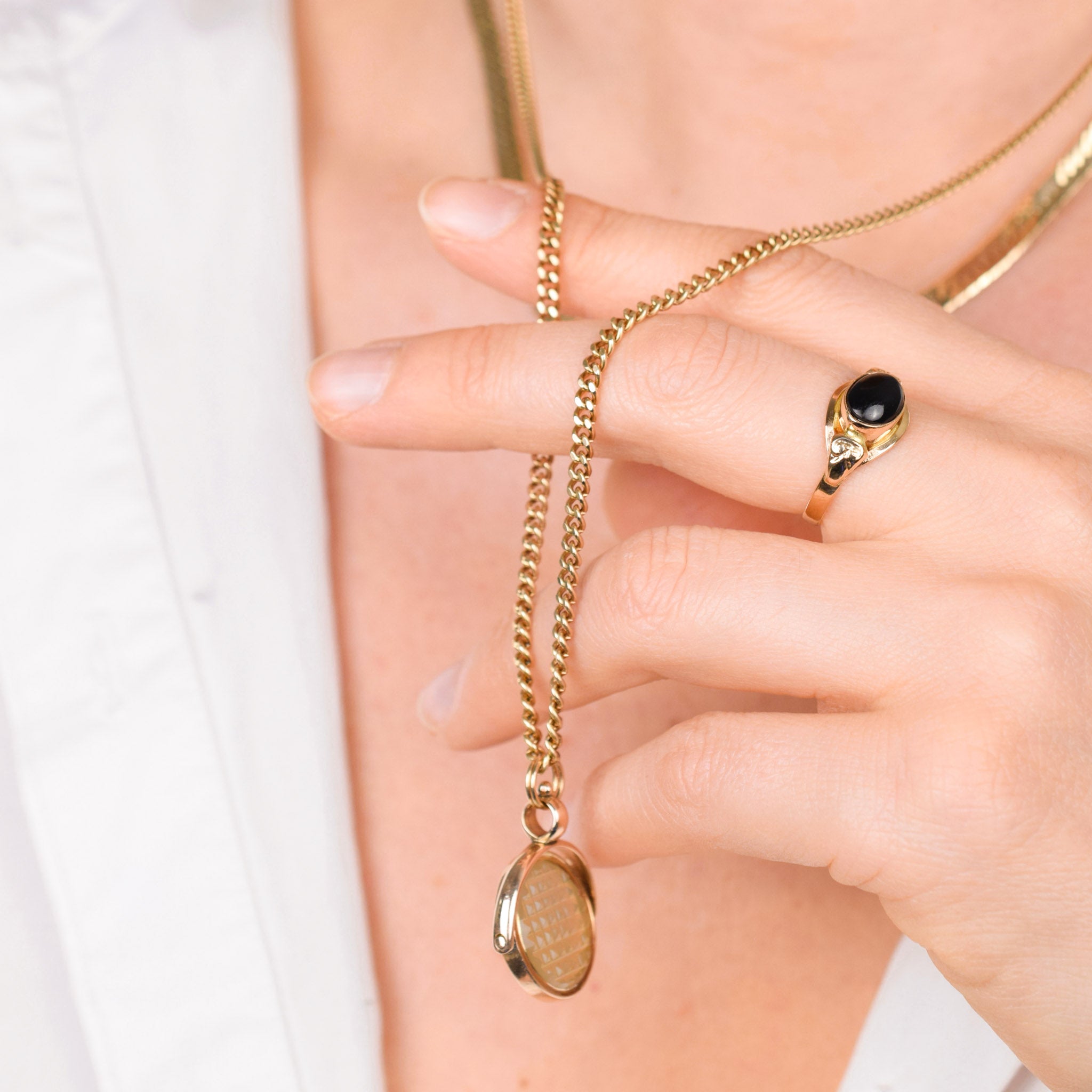 vintage gold heavy curb chain necklace
