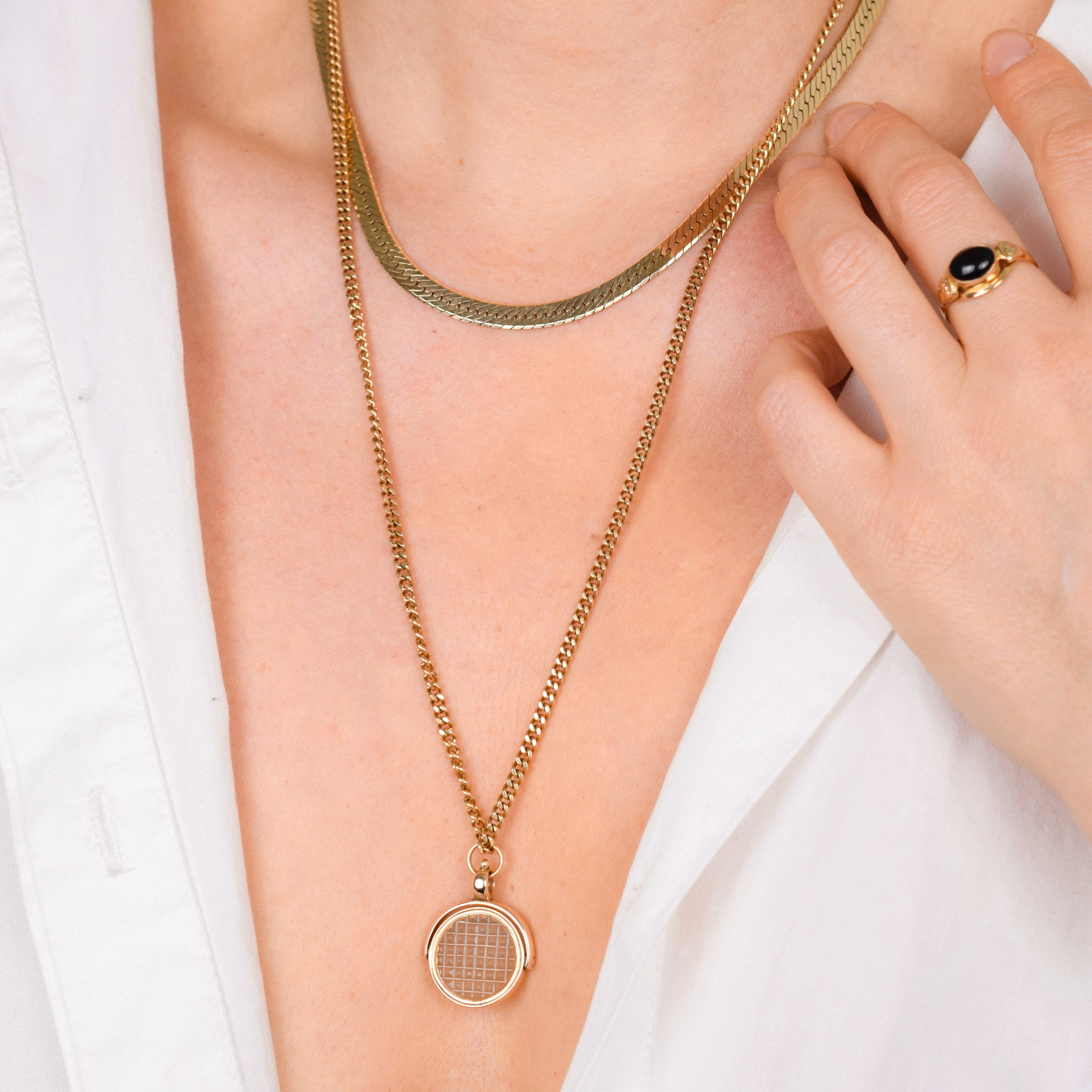 vintage gold heavy curb chain necklace
