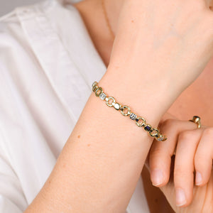 7" Diamond Cut two toned gold Bit Bracelet 