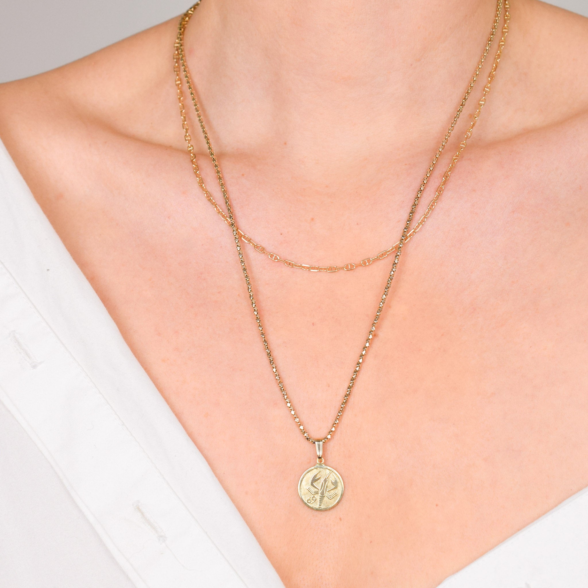 vintage gold Cancer Zodiac Pendant 