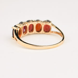 vintage 14k yellow gold 5 garnet band 