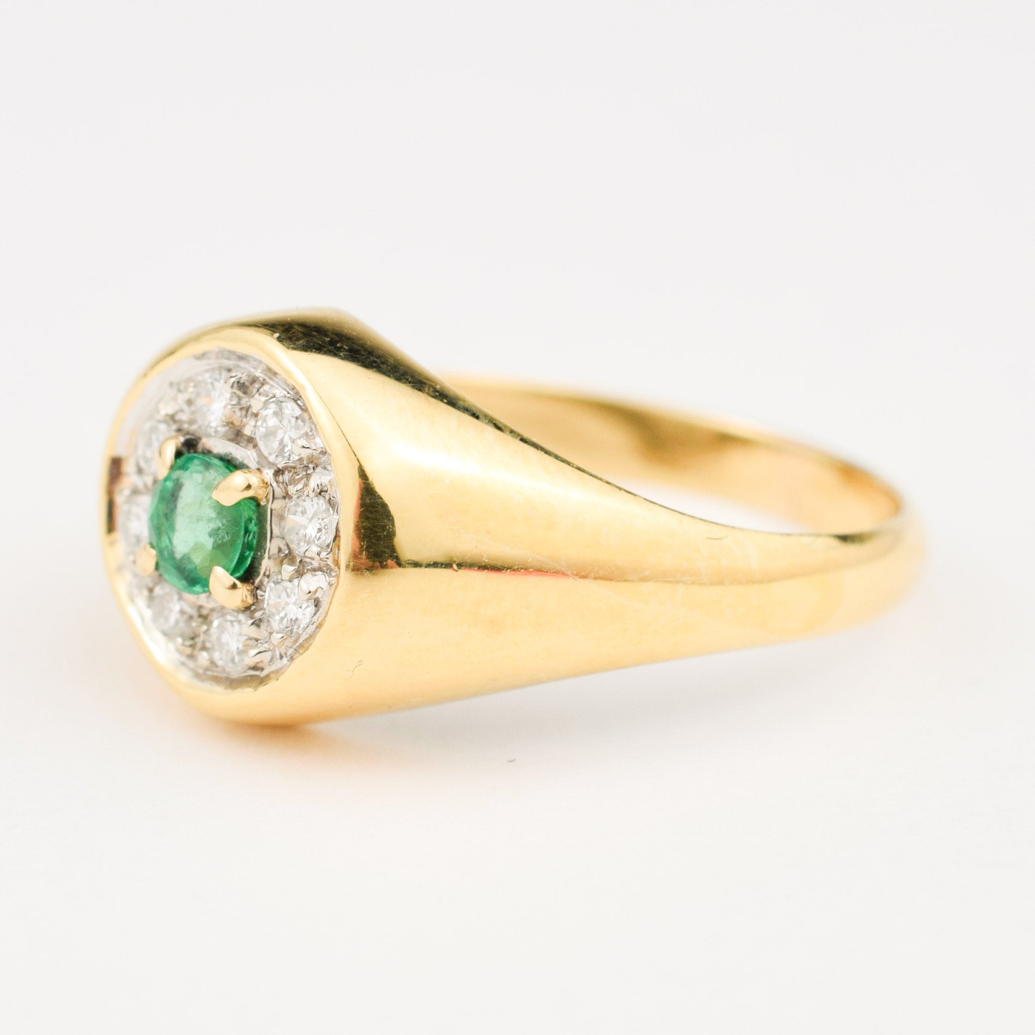 vintage emerald and diamond signet ring 