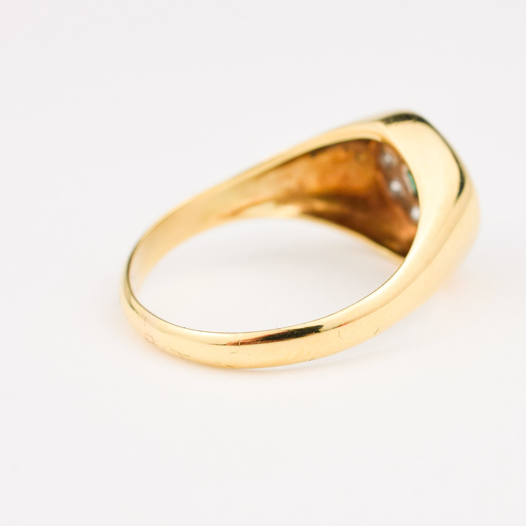 vintage emerald and diamond signet ring 