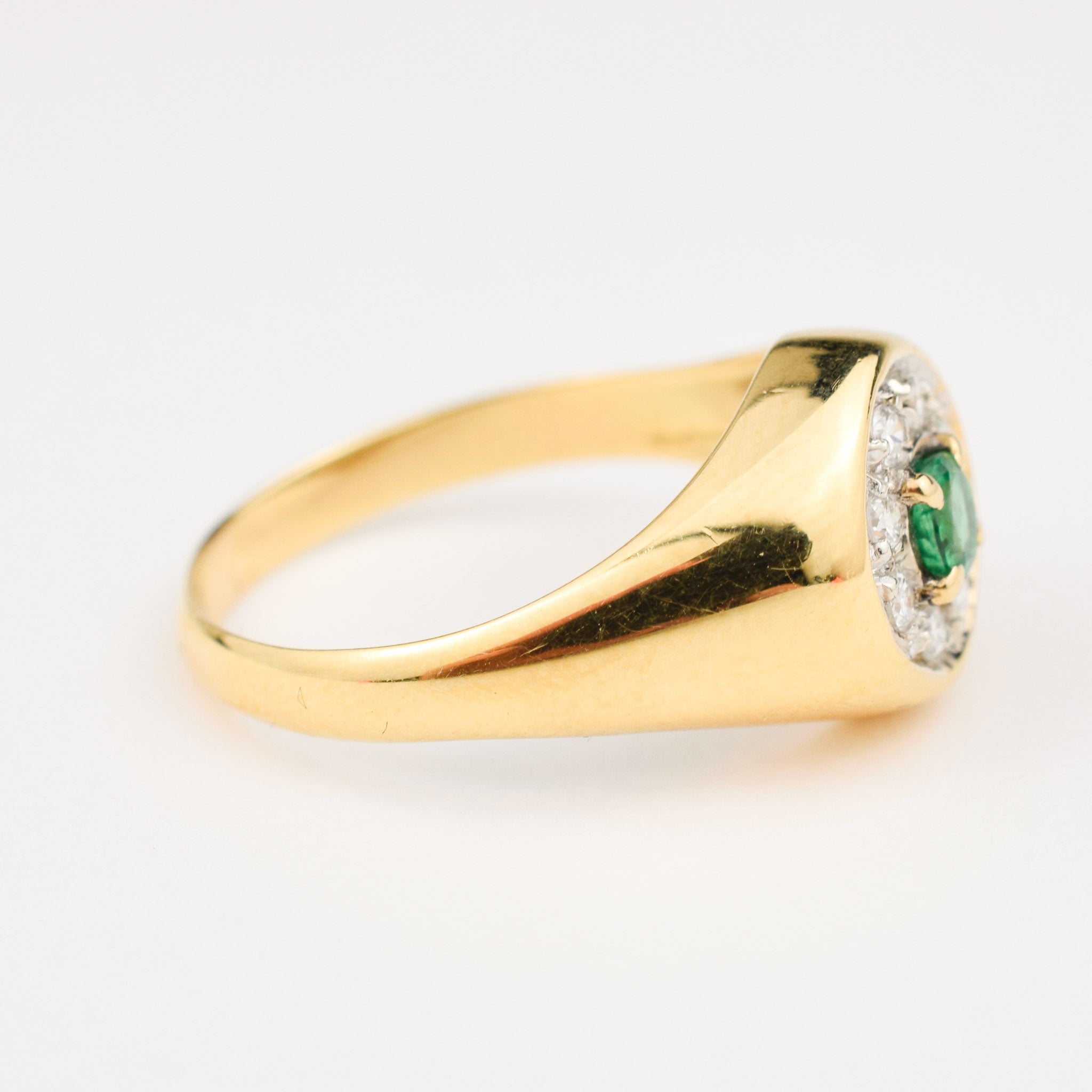 vintage emerald and diamond signet ring 