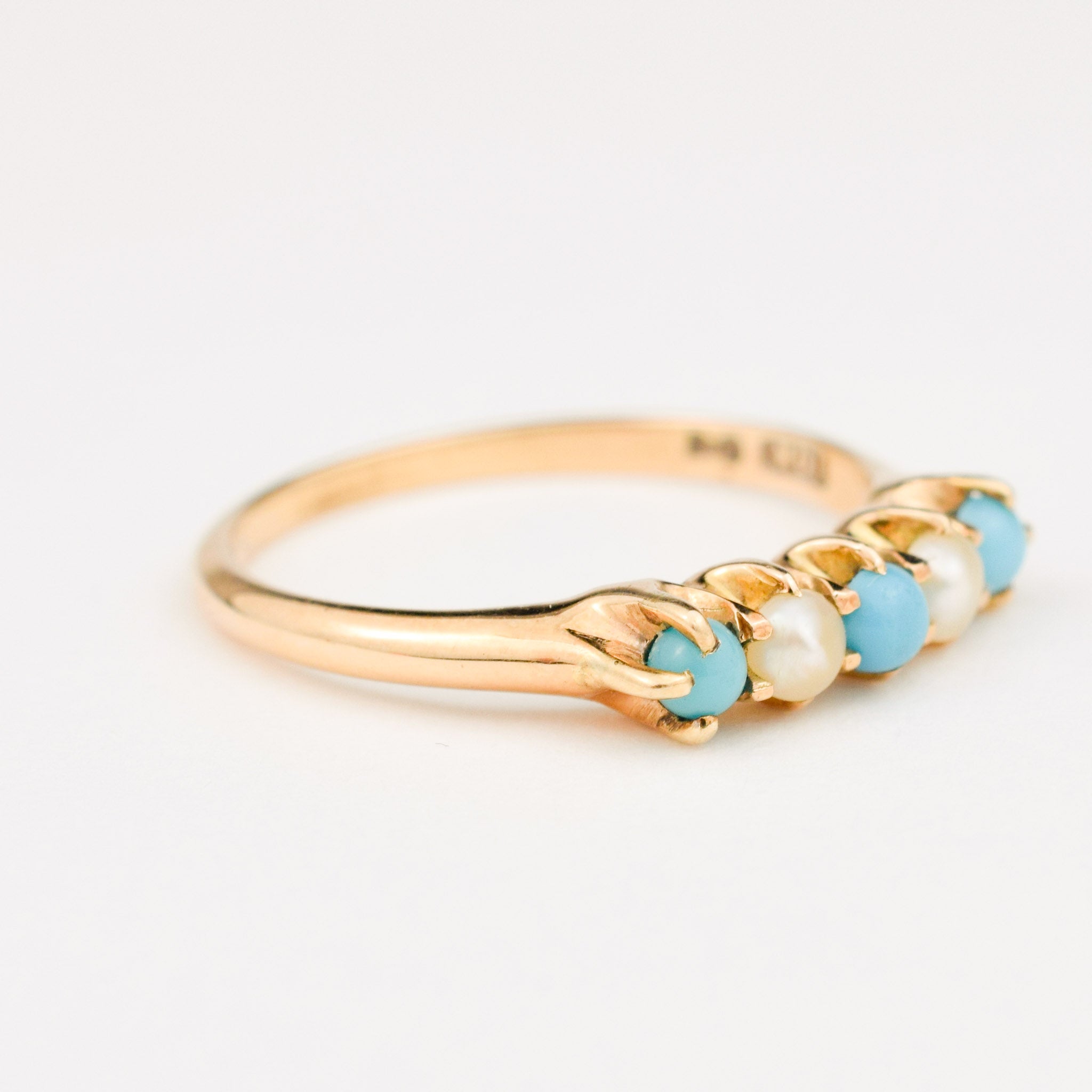 vintage turquoise and seed pearl ring