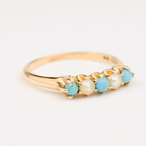 vintage turquoise and seed pearl ring