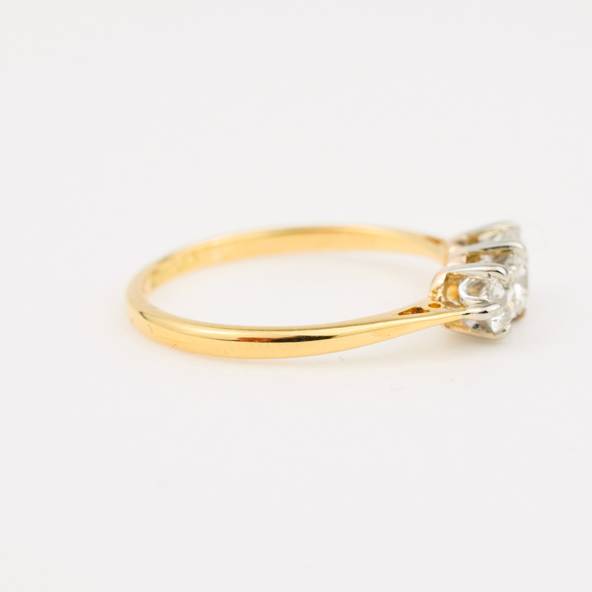 antique Old Mine Cut diamond Trilogy Ring