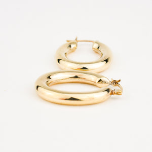 vintage gold puffy hoop earrings