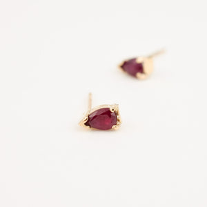 vintage pear cut ruby earrings