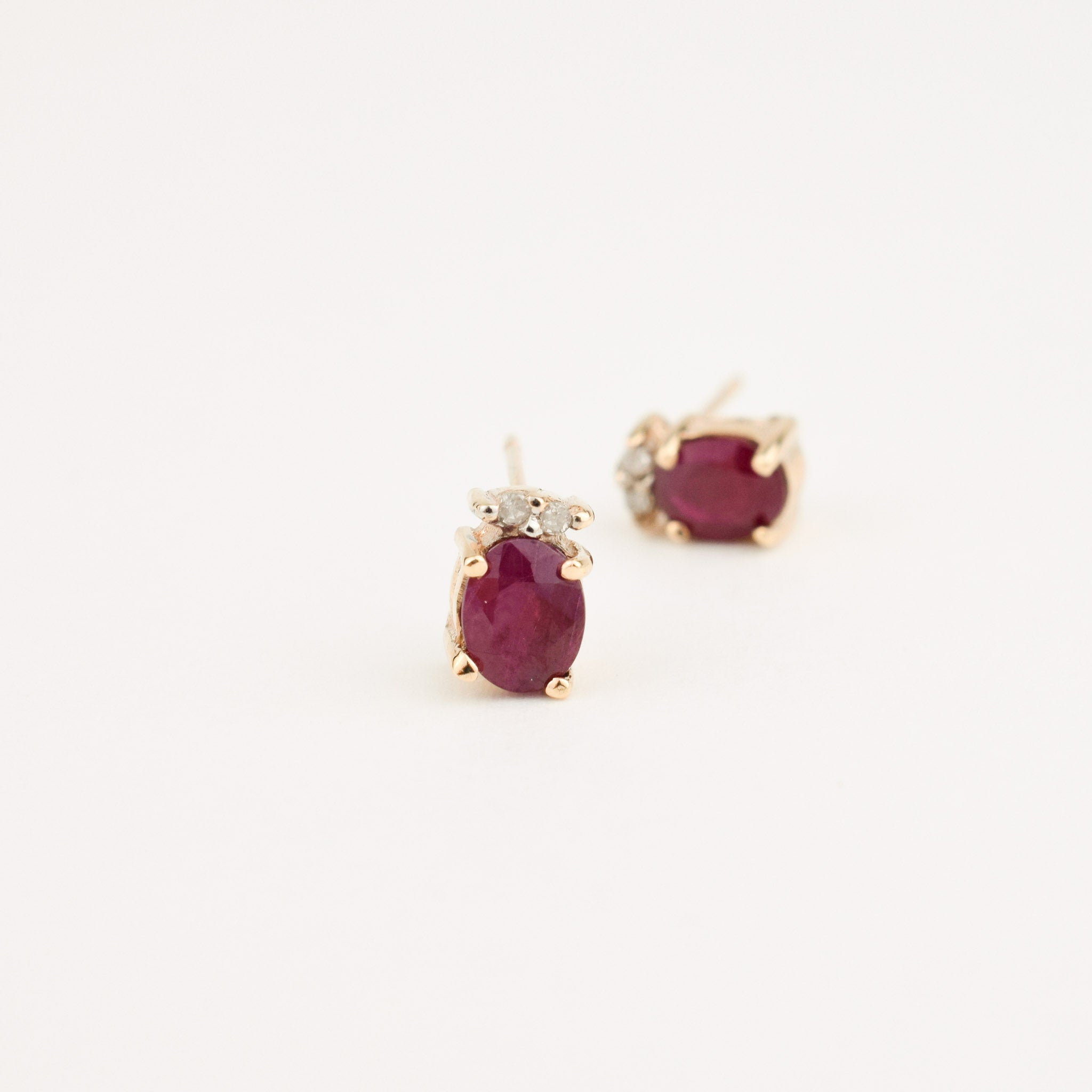 vintage ruby and diamond stud earrings
