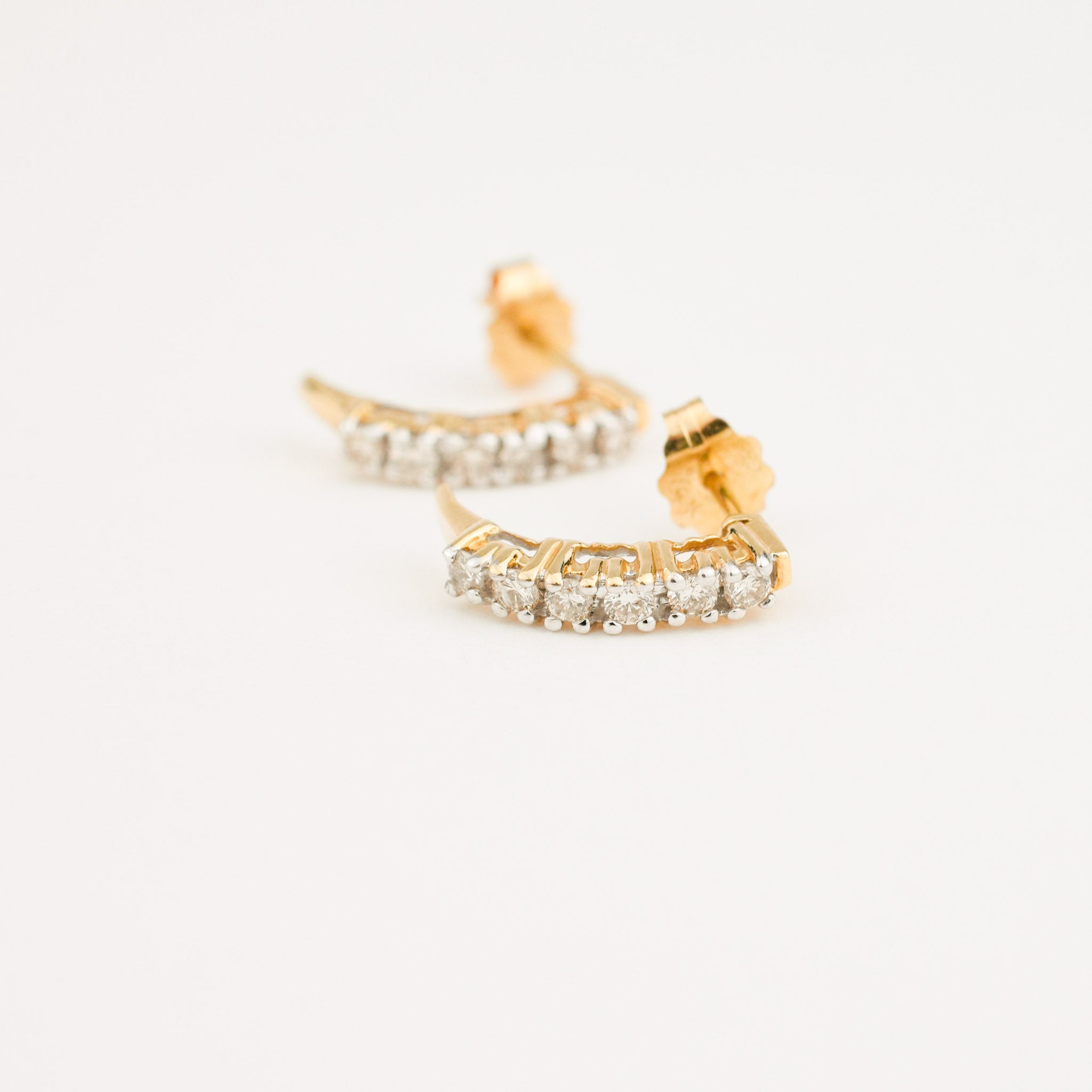 vintage gold diamond half hoop earrings