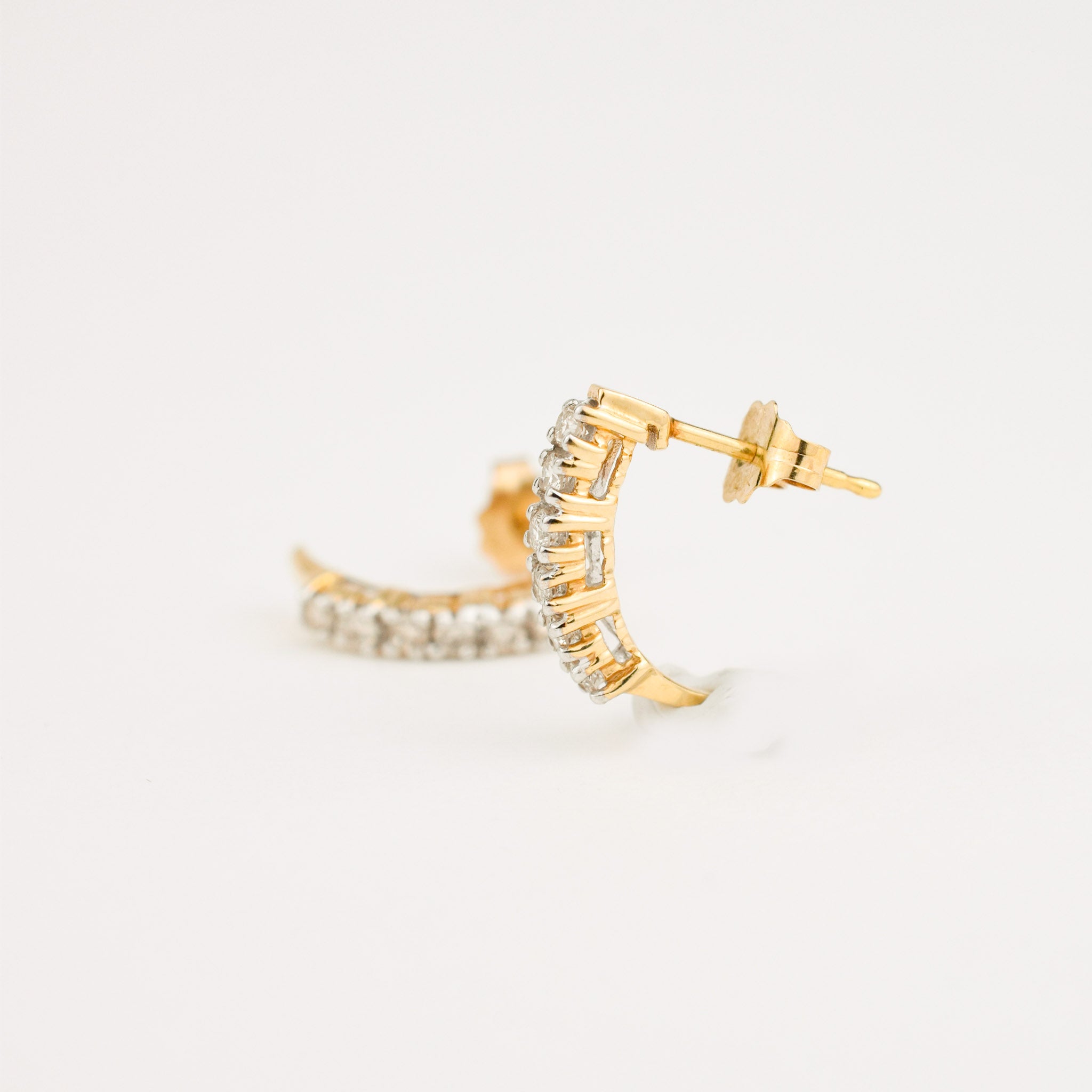 vintage gold diamond half hoop earrings