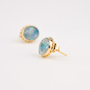 10k gold mosaic opal stud earrings