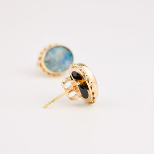 10k gold mosaic opal stud earrings