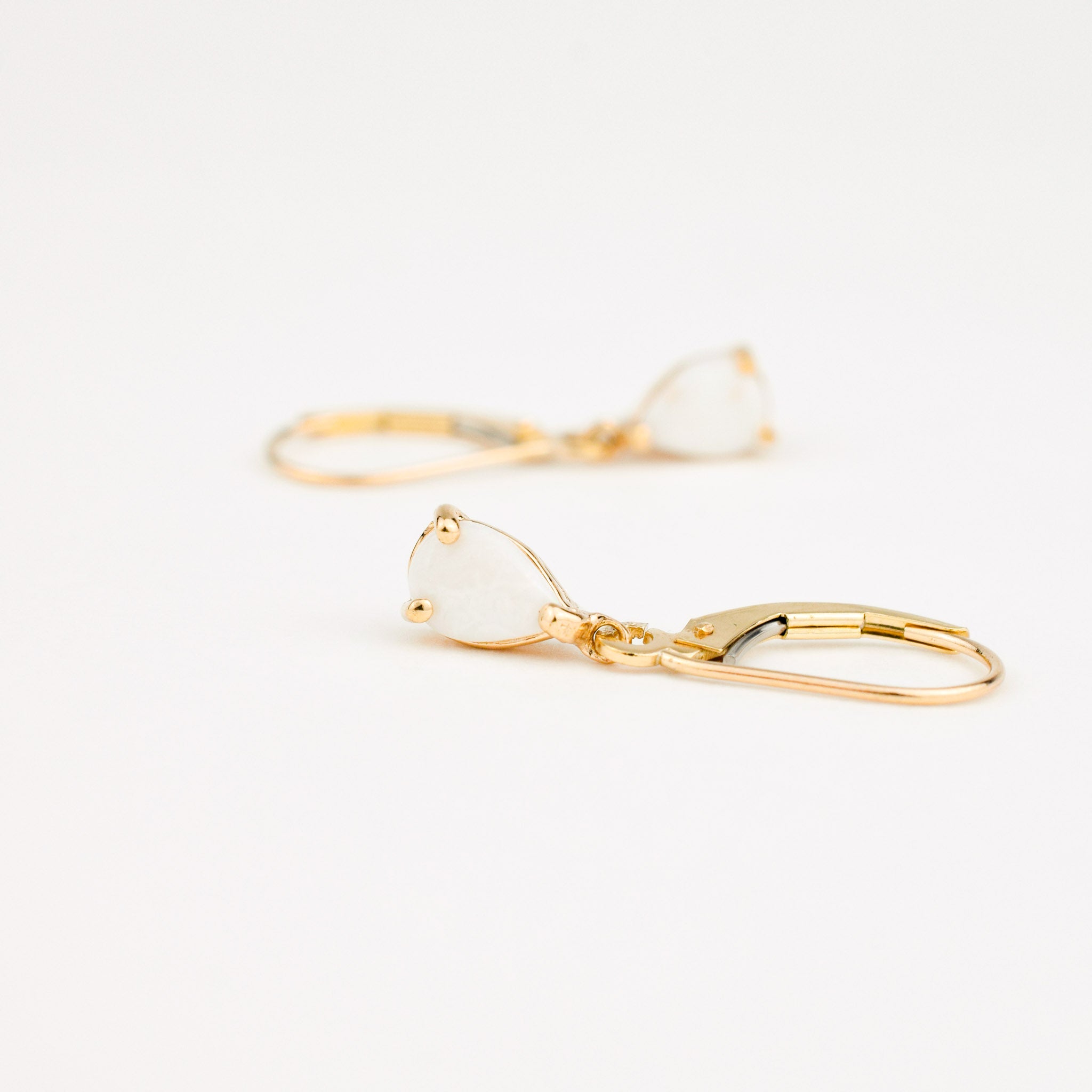 drop gold opal hoop earrings