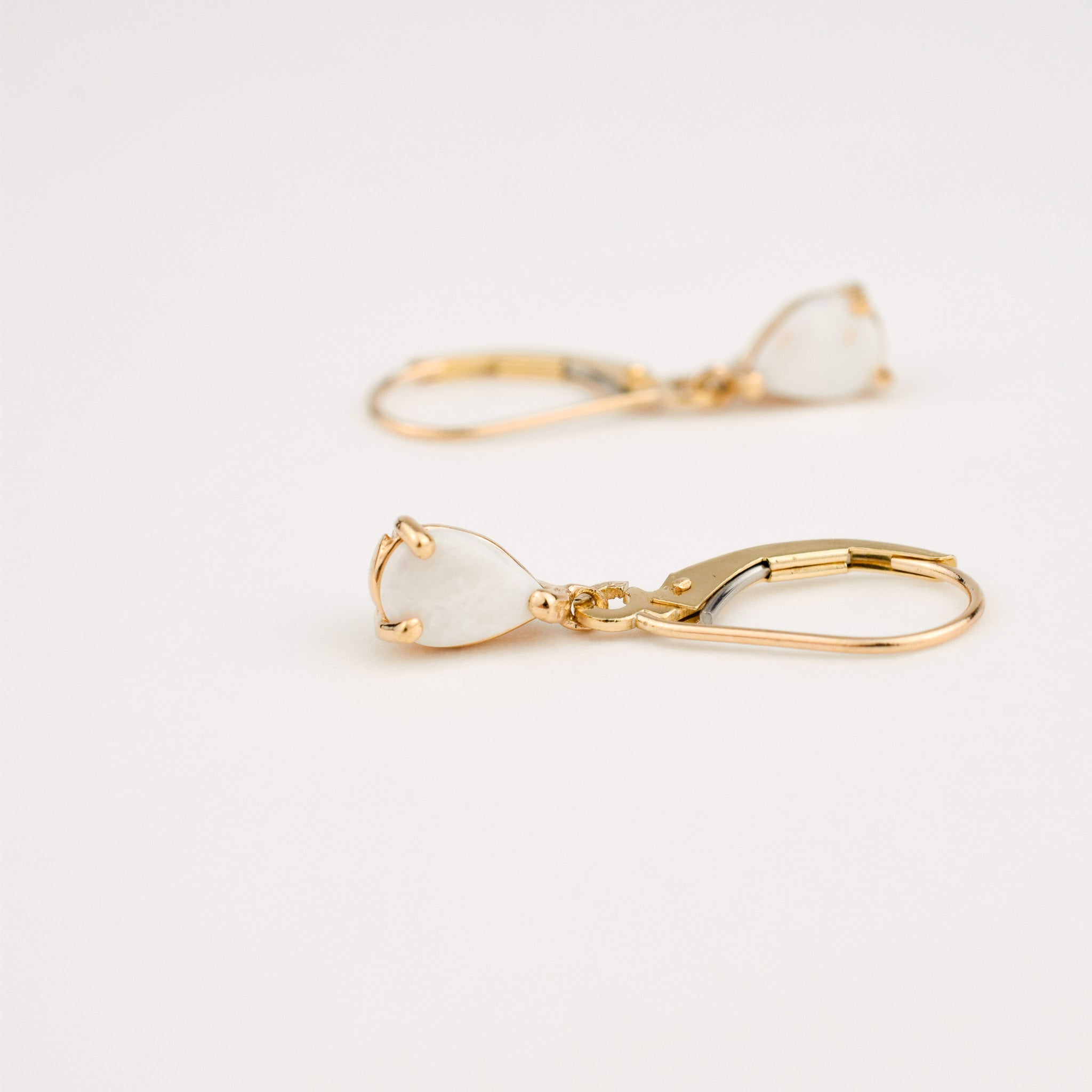 drop gold opal hoop earrings