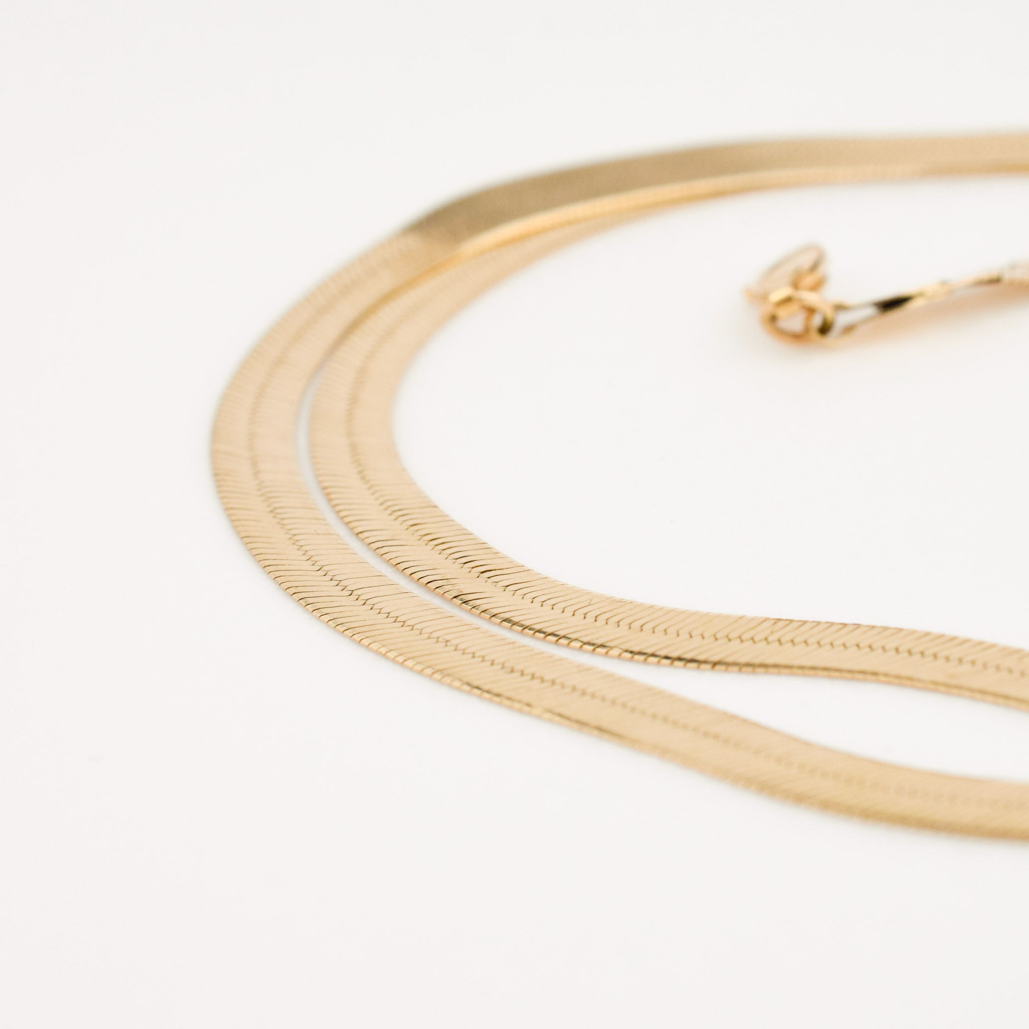 vintage herringbone gold chain necklace
