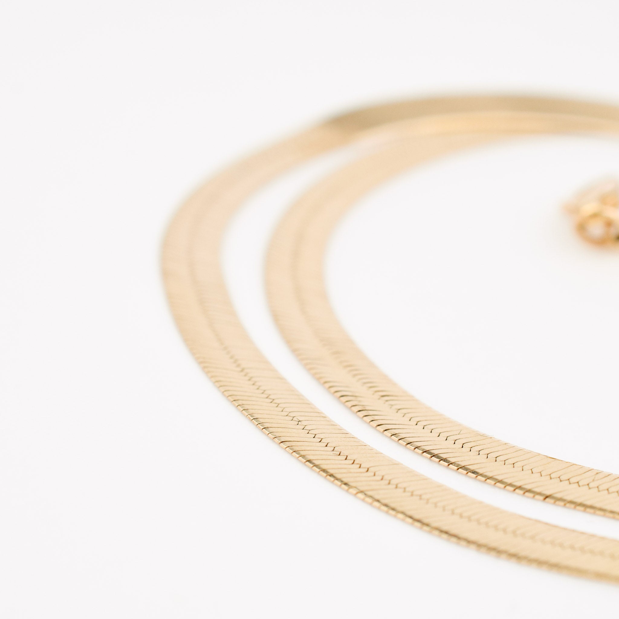 vintage herringbone gold chain necklace