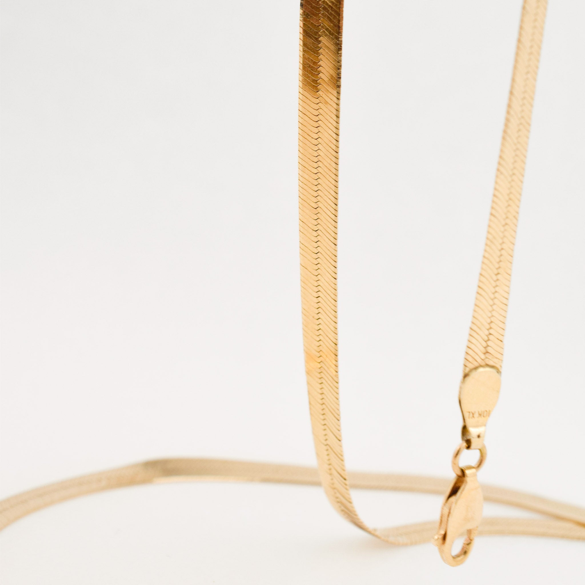 vintage herringbone gold chain necklace