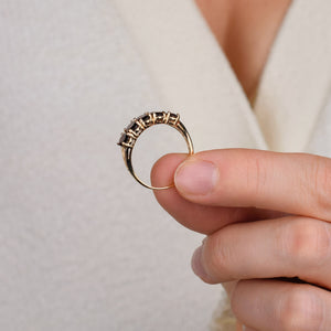vintage 14k yellow gold 5 garnet band 