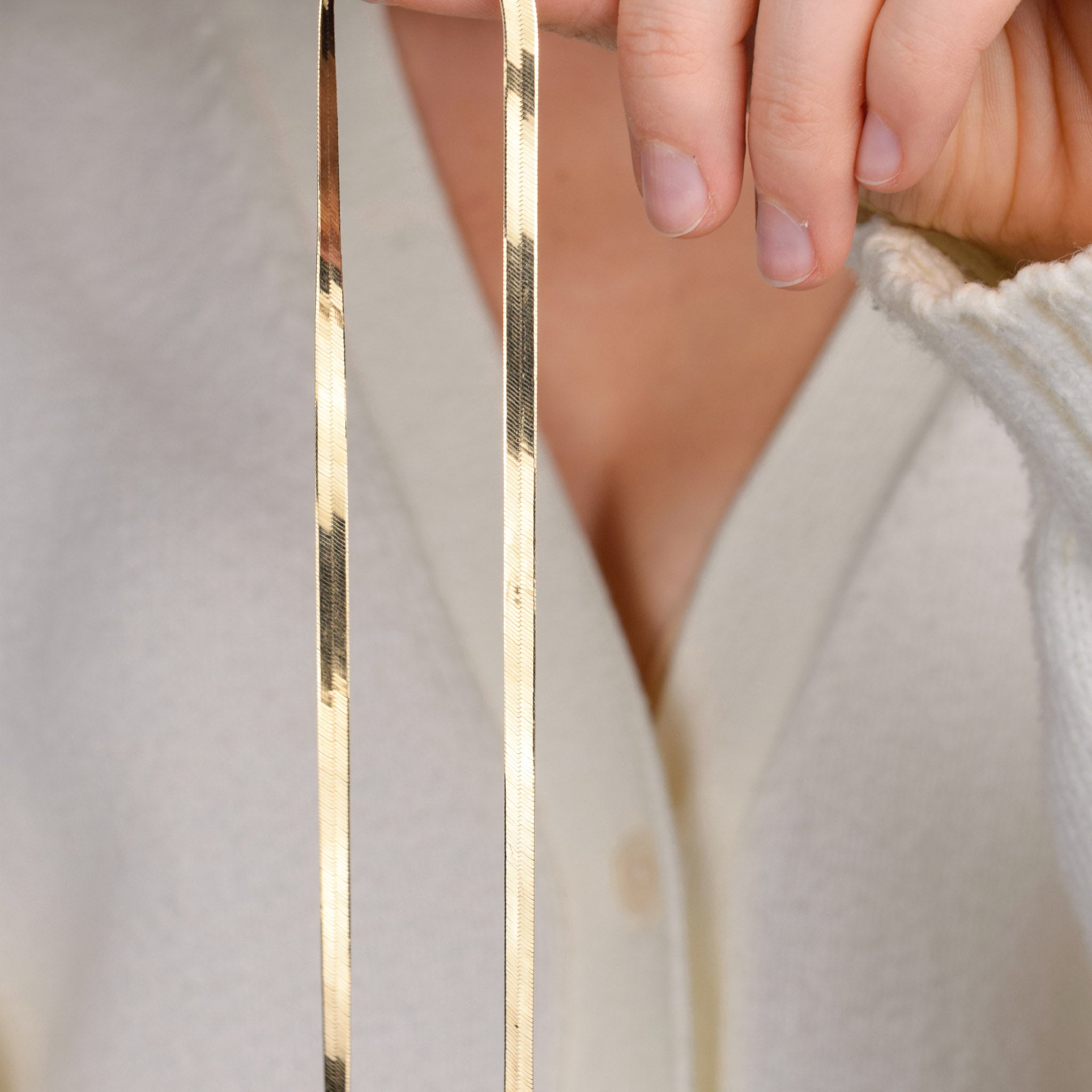 vintage herringbone gold chain necklace