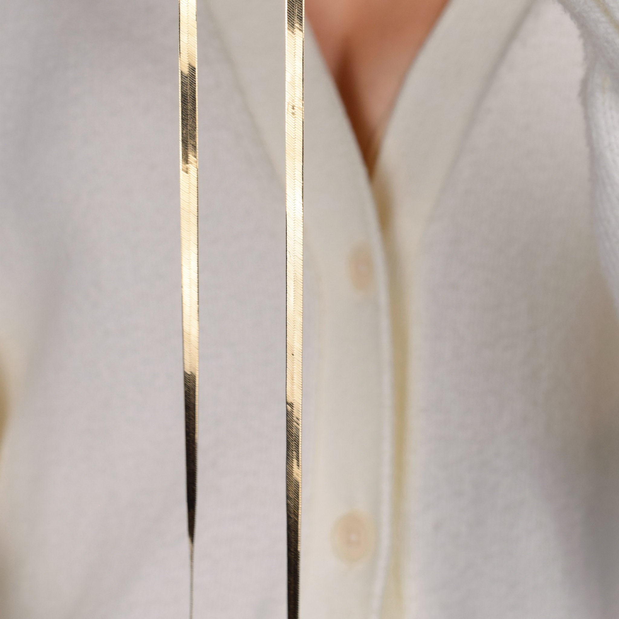 vintage herringbone gold chain necklace