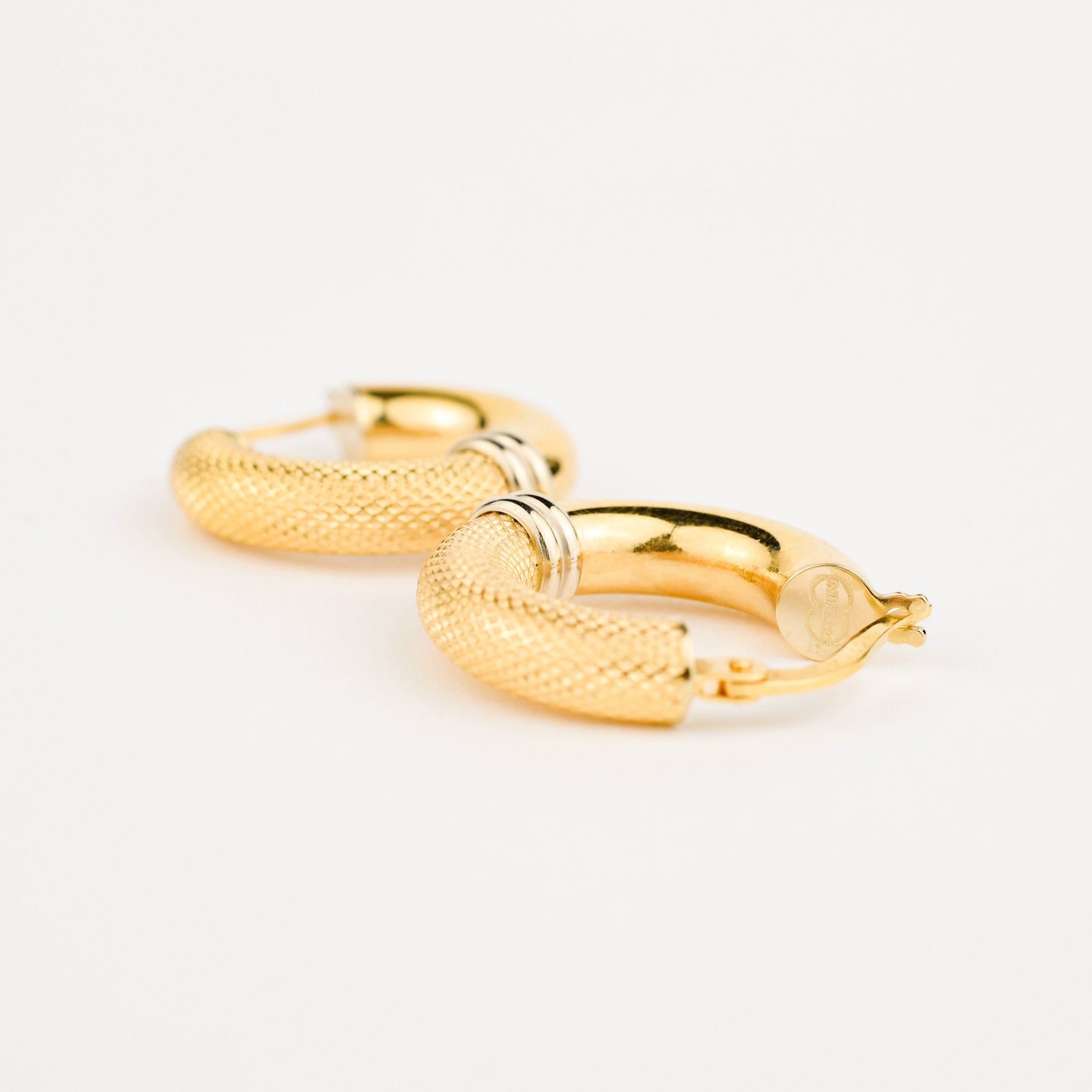 Puffy 18k yellow gold hoop earrings 