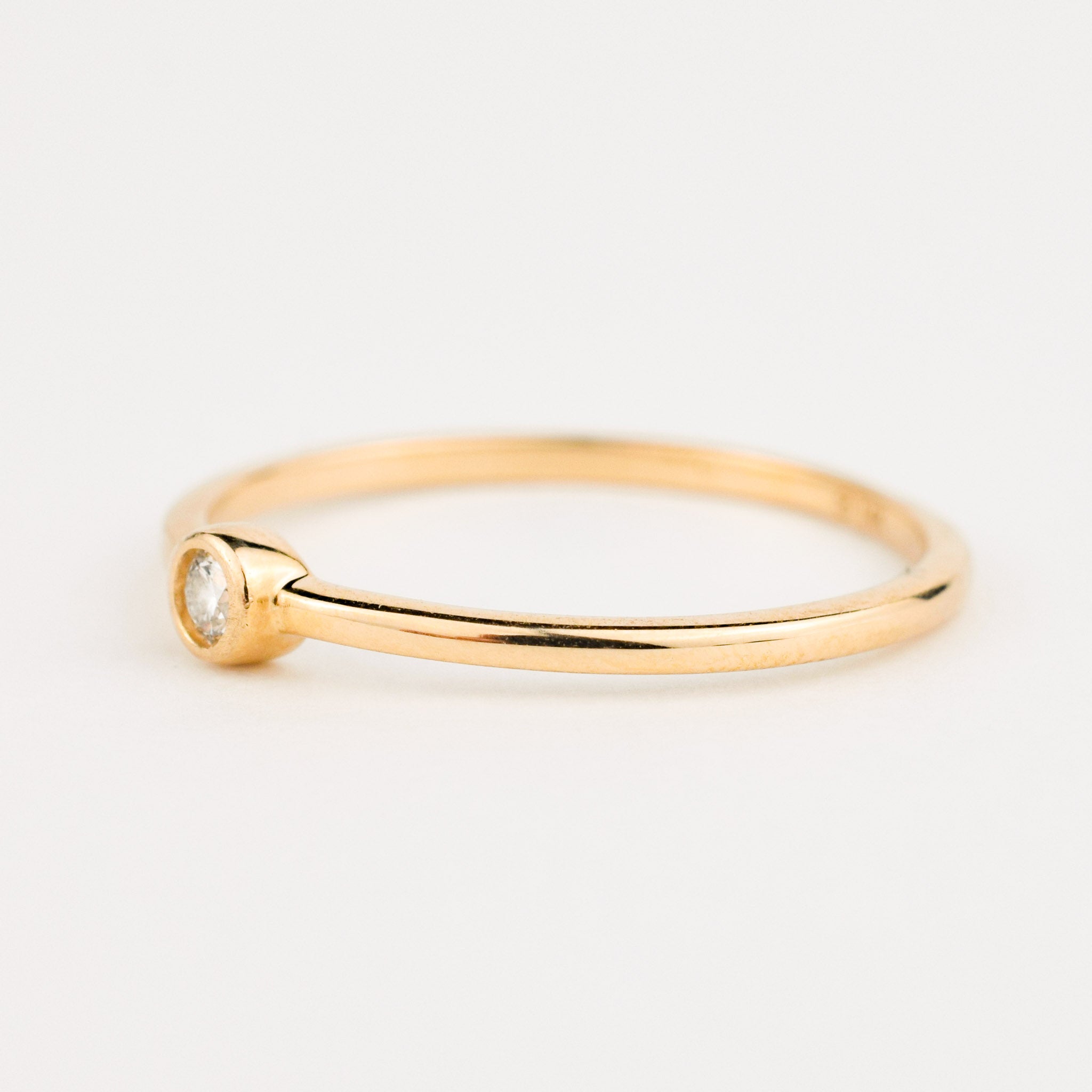 vintage gold diamond bezel stacking ring