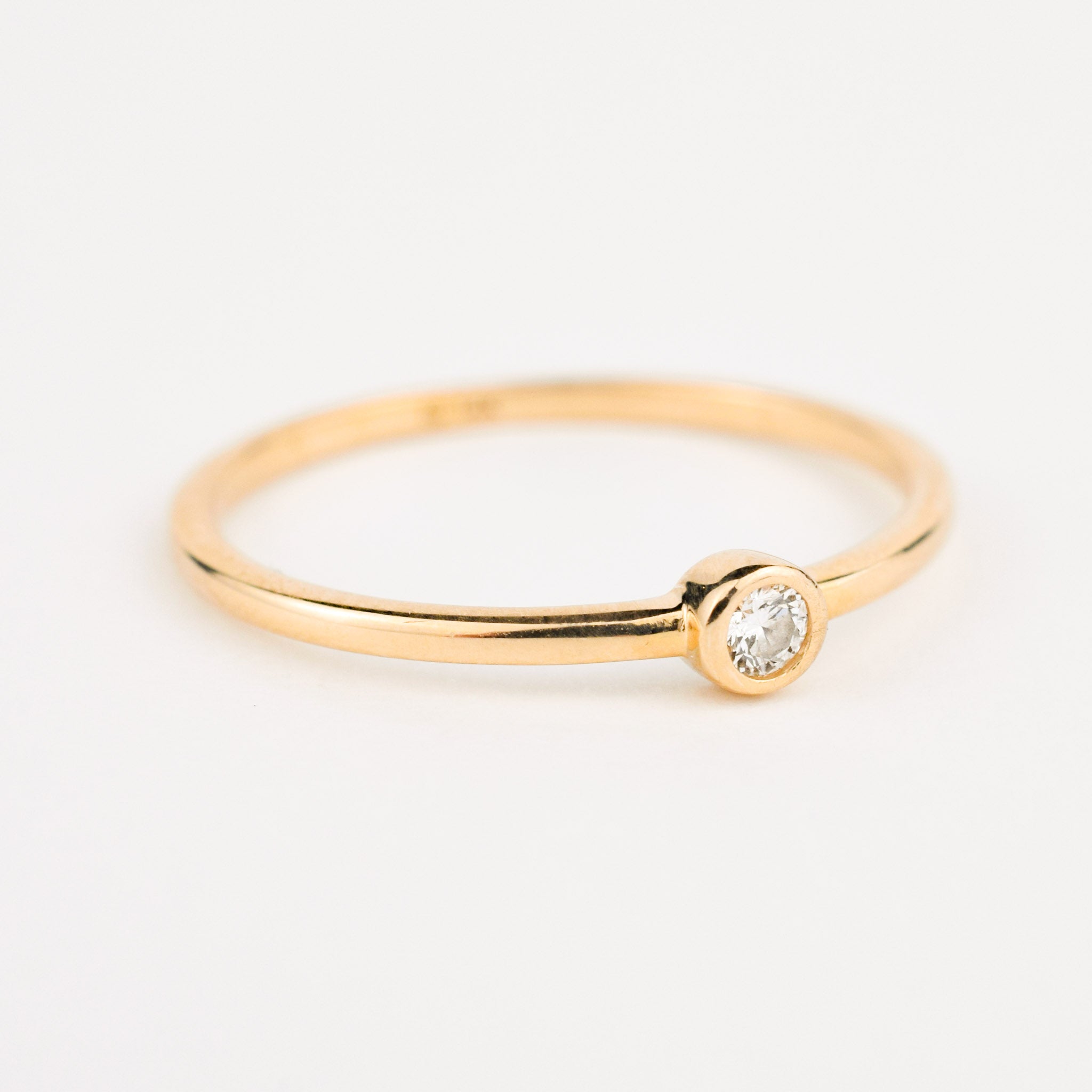 vintage gold diamond bezel stacking ring