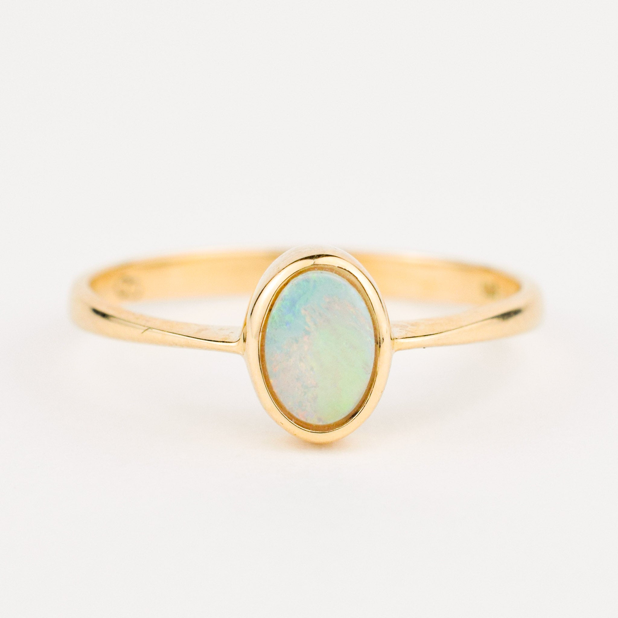 vintage gold bezel set opal ring