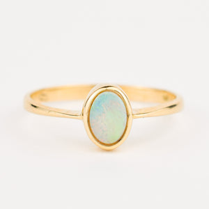 vintage gold bezel set opal ring