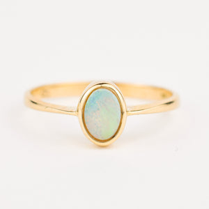 vintage gold bezel set opal ring