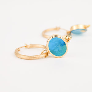 vintage gold turquoise hoop earrings 