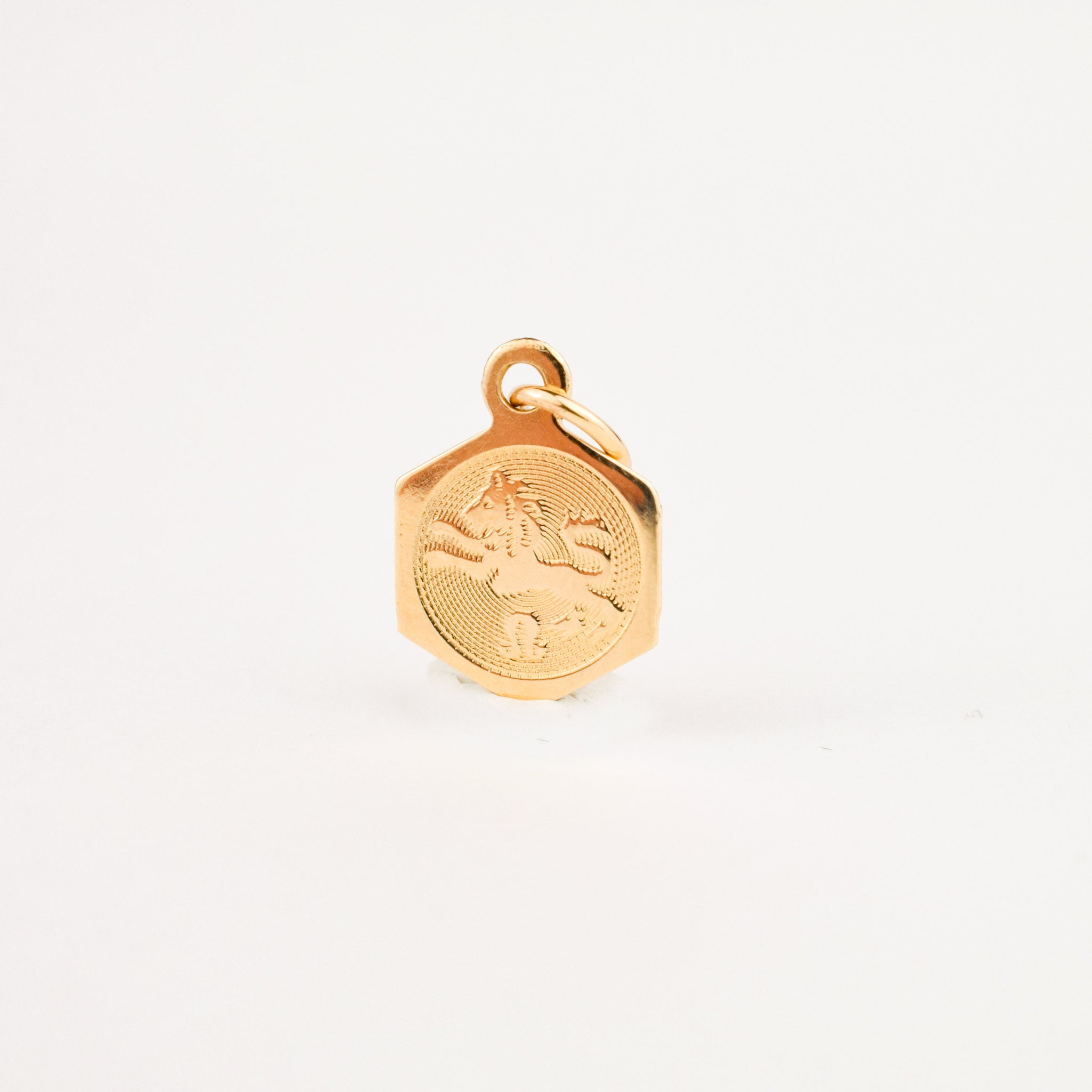 vintage gold baby leo pendant 
