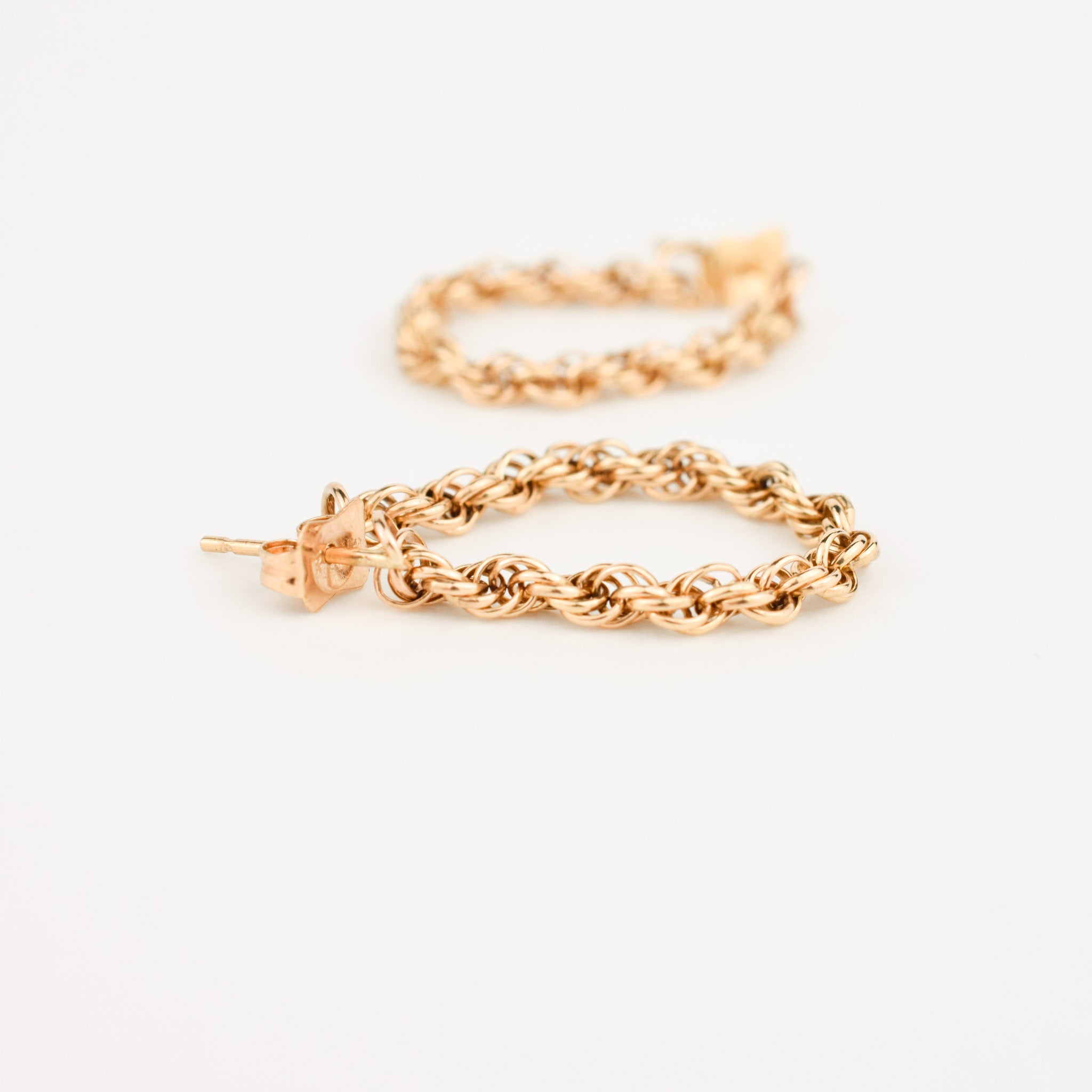 vintage gold rope hoop earrings 