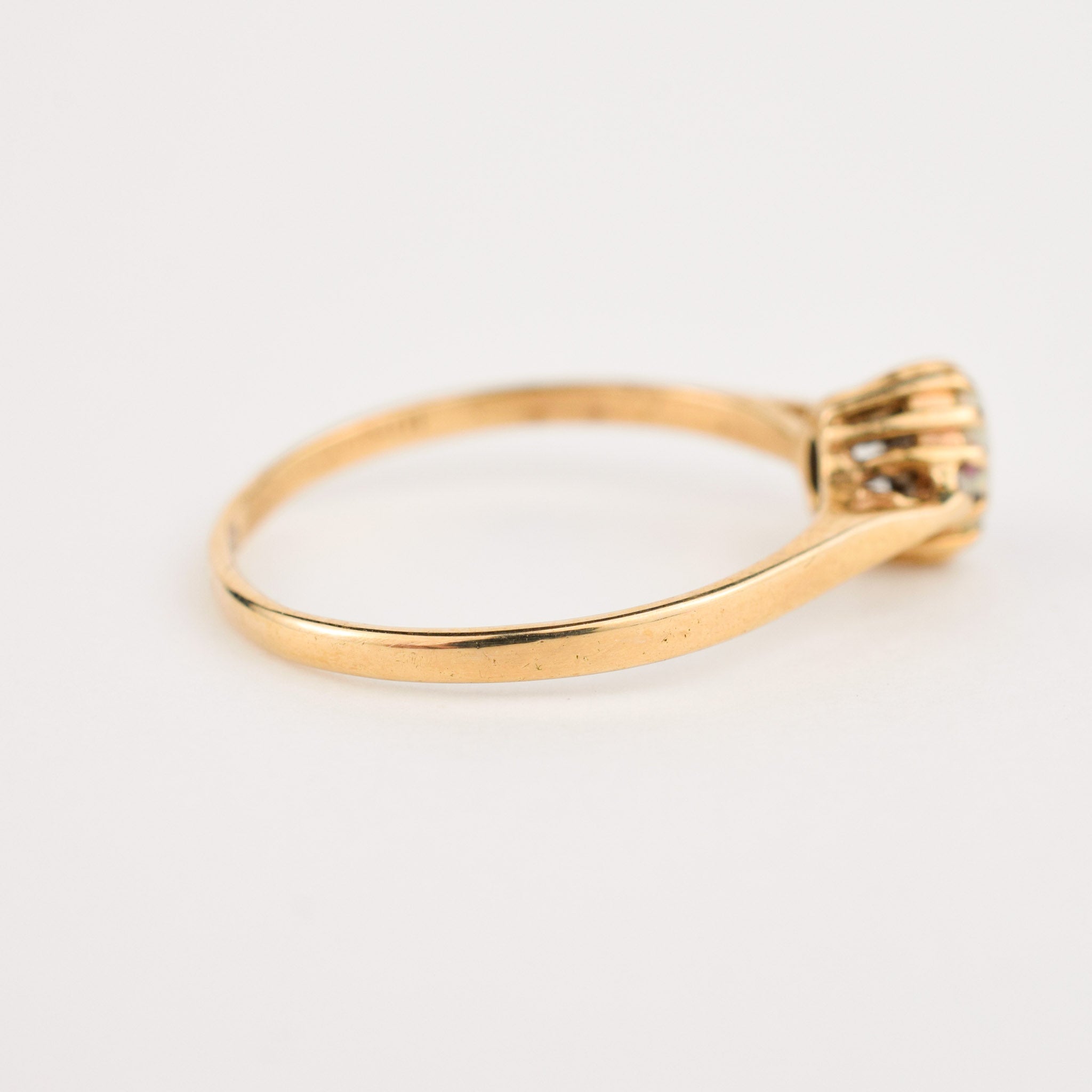 antique dainty opal ring with diamond accents 
