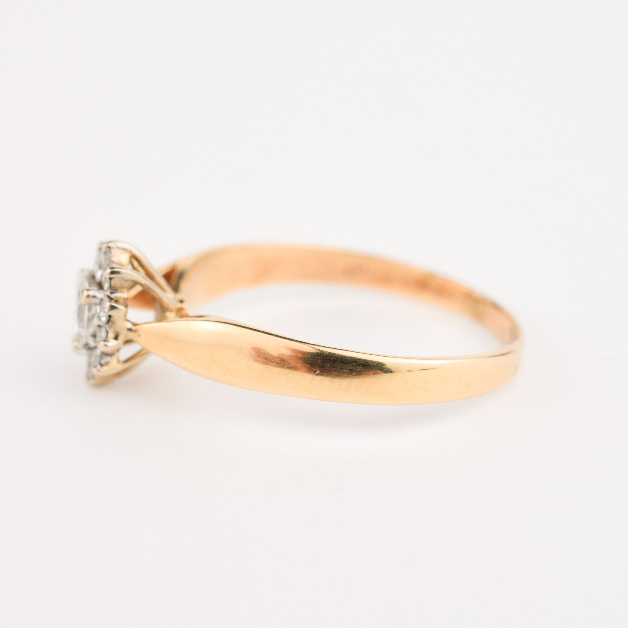 vintage Pear cut diamond halo engagement ring 