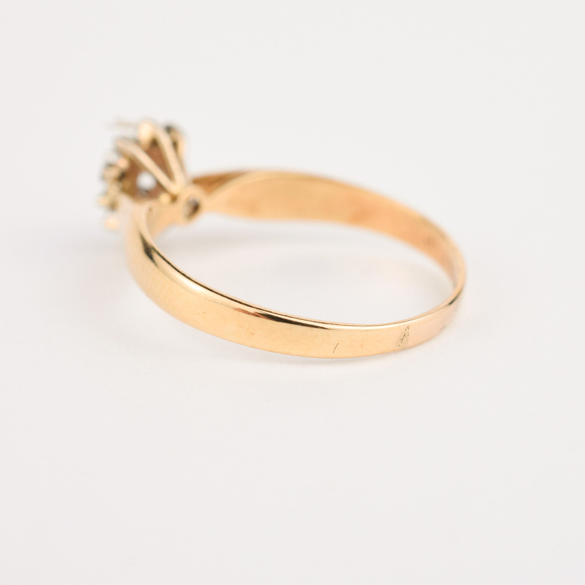 vintage Pear cut diamond halo engagement ring 