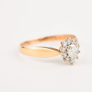 vintage Pear cut diamond halo engagement ring 