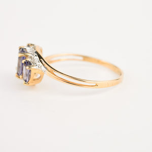 vintage gold tanzanite and diamond band 