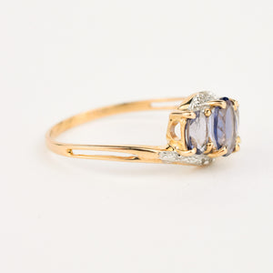 vintage gold tanzanite and diamond band 