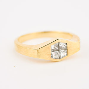 vintage 18k gold diamond signet ring 