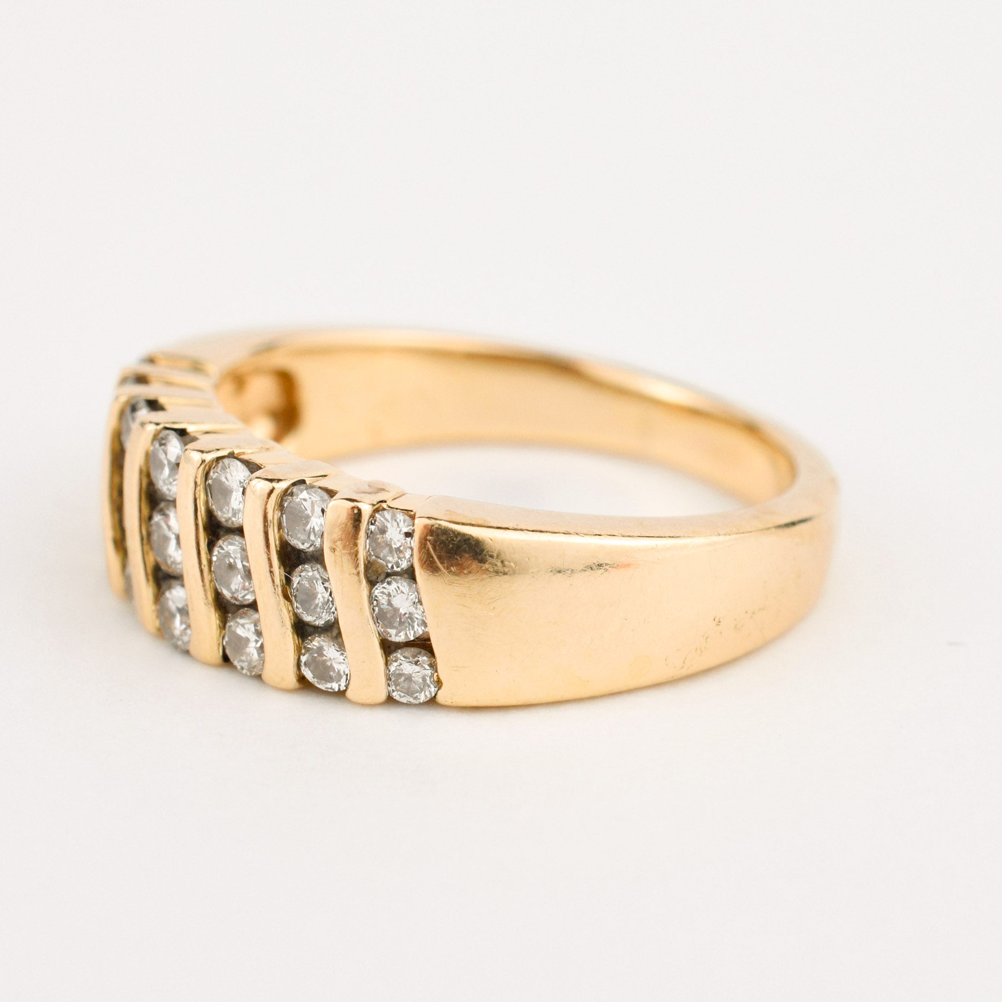 vintage gold triple diamond band