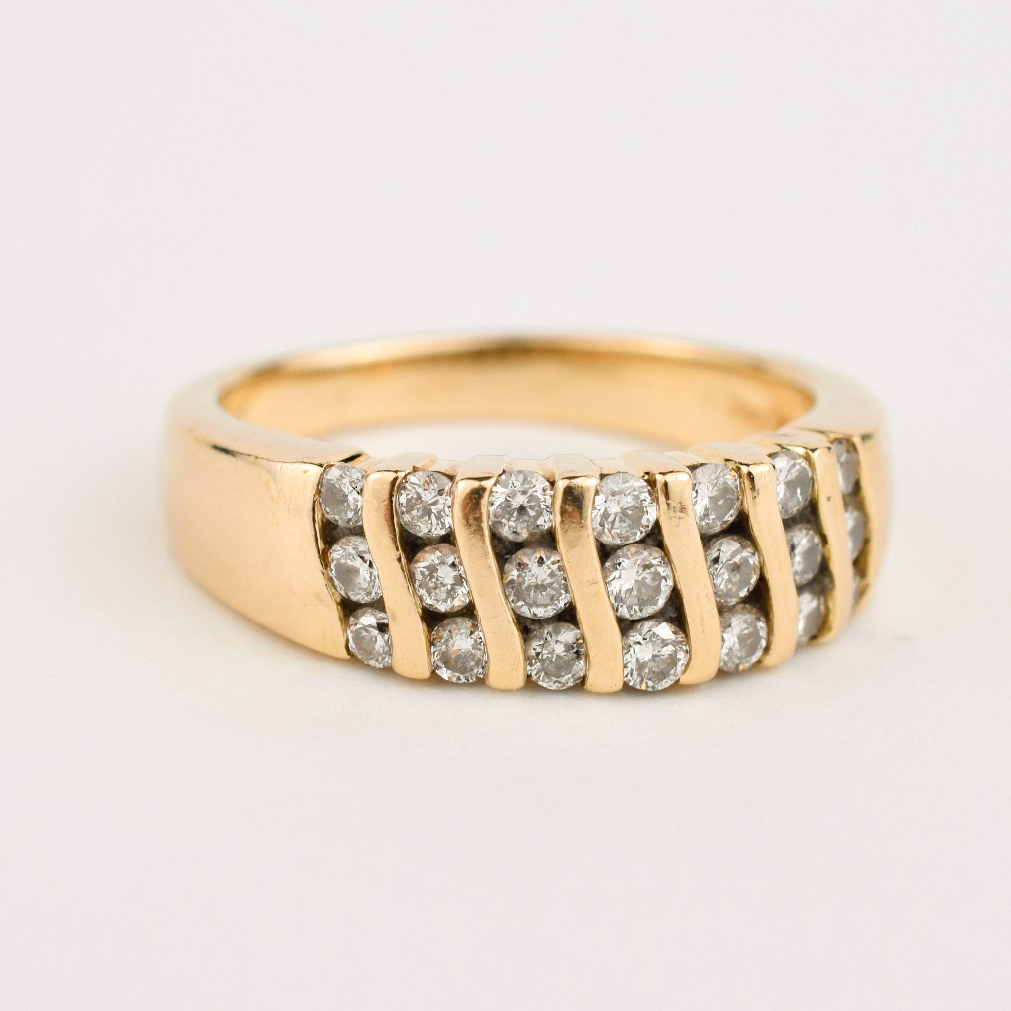 vintage gold triple diamond band