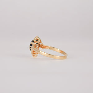 vintage gold sapphire navette ring, folklor