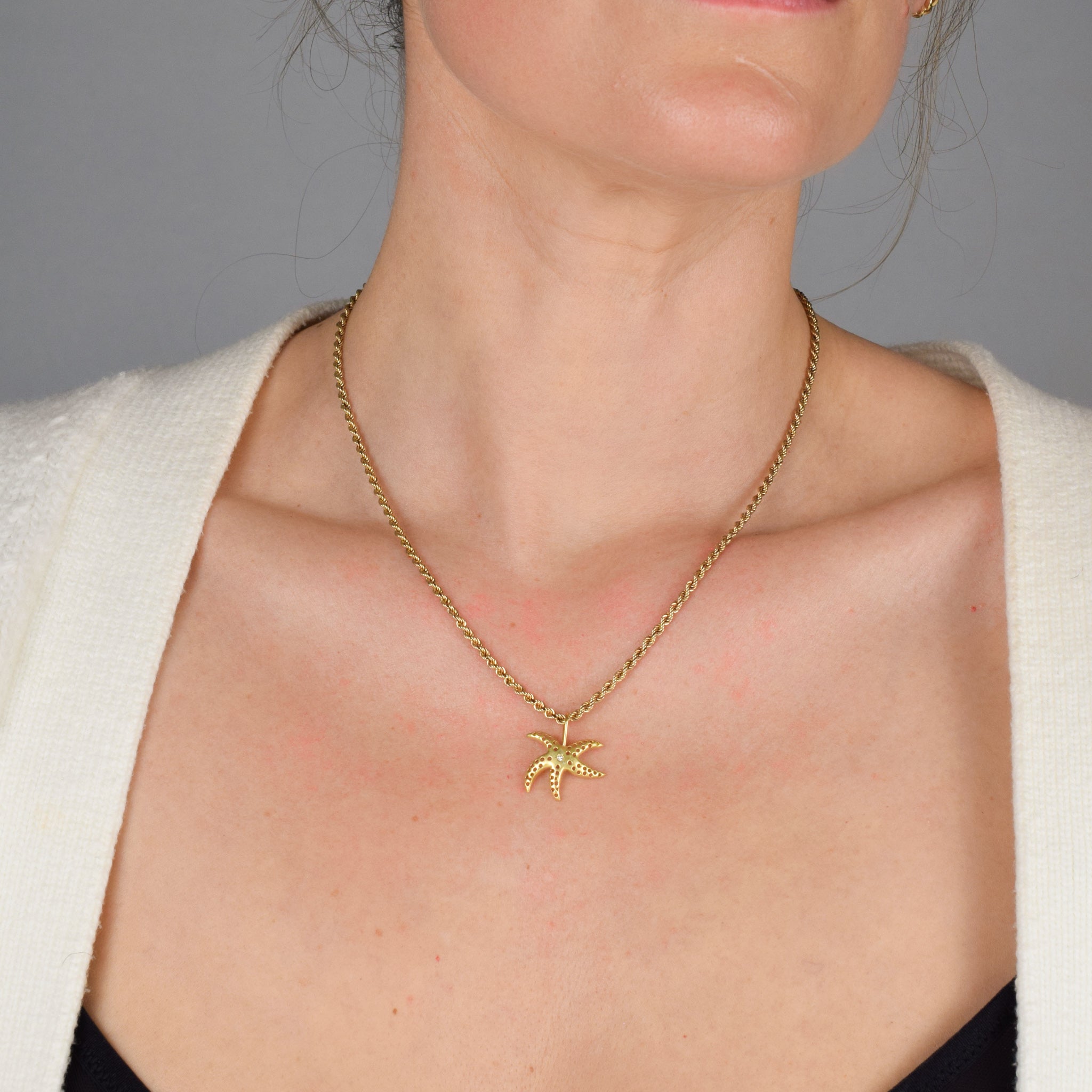 vintage diamond starfish pendant, folklor